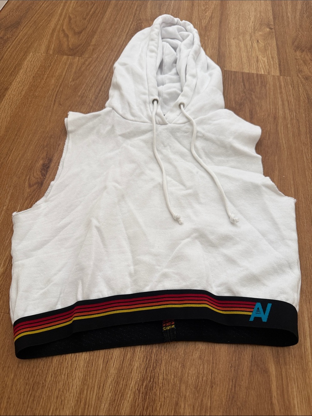 Women’s cropped Aviator Nation hoodie, rainbow shirt top szXS